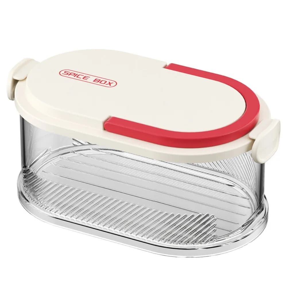 Nuovo set di scatole per condimenti impilabili, design salvaspazio, contenitore per spezie portatile, contenitore per cucina, scatola fresca a doppio strato
