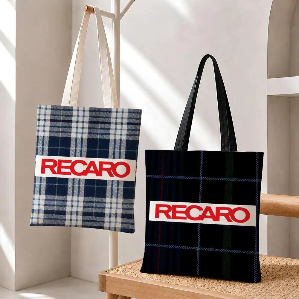 Auto RECARO Racing Storage Bags Fashion Cotton 12/16oz Canvas Tote Bag Eco Friendly Reusable Large Capacity Shopping Bag