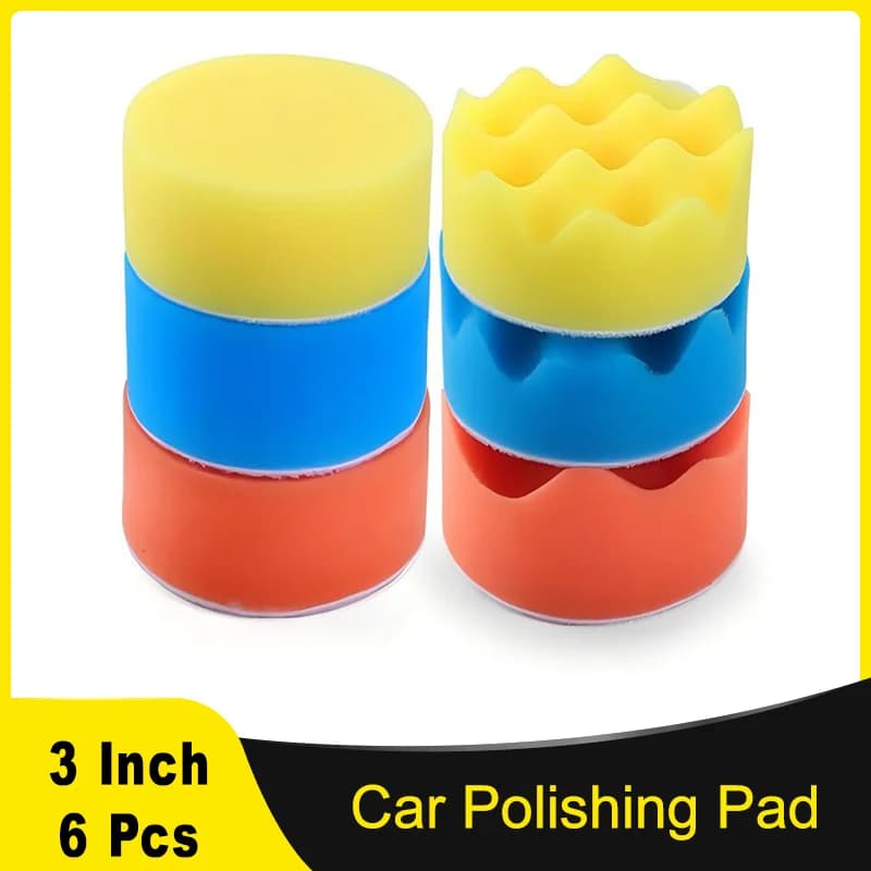 Kit tampone per lucidatura in schiuma per auto da 3 pollici 75 mm 6 pezzi piatti e ondulati per trapano in schiuma per auto per ceratura, lucidatura sigillante smalto