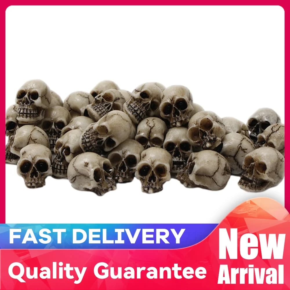 20Pcs Small Skeleton Model Collectable Halloween Gothic Skull Sculptures Decorative Creative Landscape Garden Potted Plant Decor