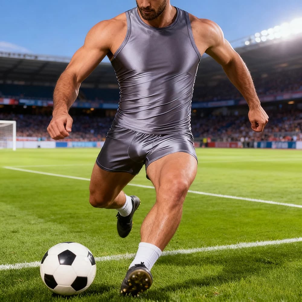 Silent and shiny men's suits Running casual sports clothing set slim and smooth set of shorts with breathable quick drying tank