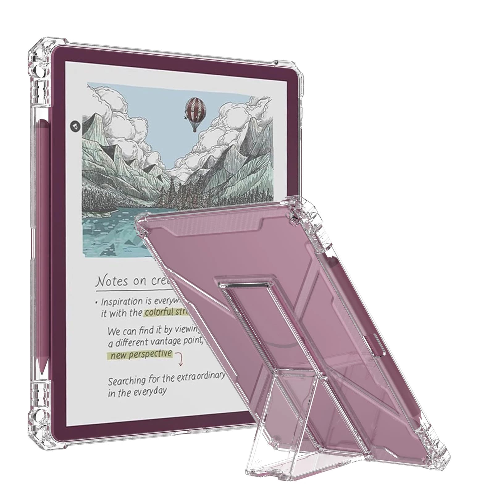 Custodia con Supporto per Kindle Scribe 2025 e Scribe Colorsoft da 11 pollici, Cover Posteriore Flessibile Trasparente in TPU con Bumper e Porta Penna