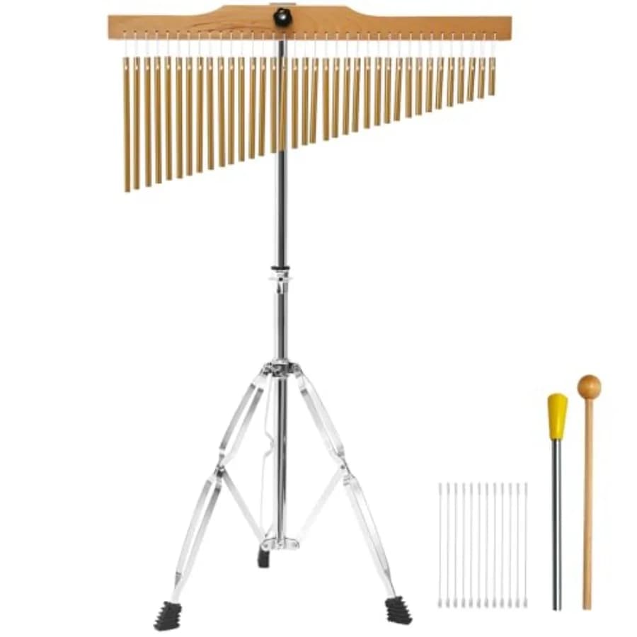 36-Bar Chimes Percussion 36 Notes Musical Instruments Single-Row Wind Chimes with 2.5-4FT Adjustable Stand Musical Percussion f