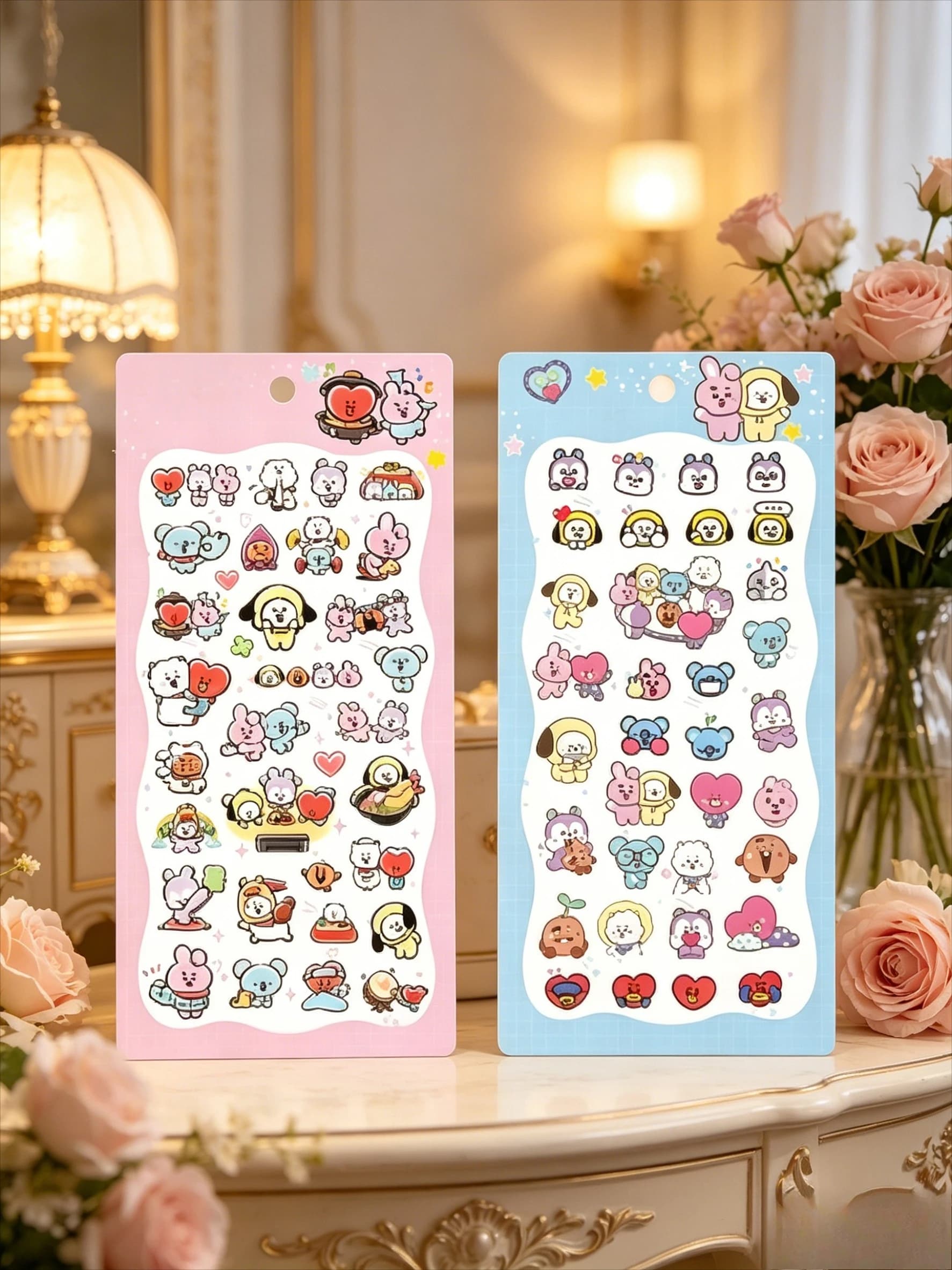 2026 Hot BT21 Character Stickers Set Cute Mini Decals for Scrapbook, Diary, Planner, Aesthetic Stationery Supplies