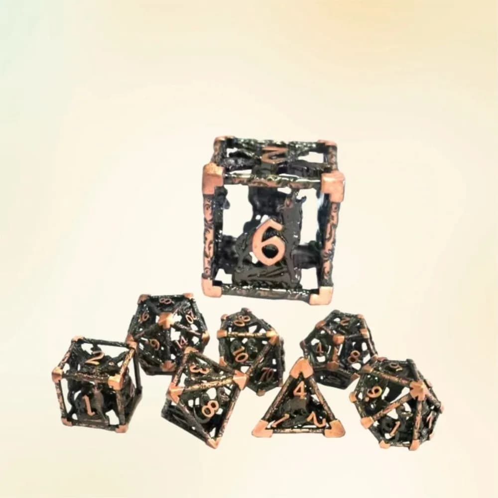 Set di dadi in metallo D&D, giochi di ruolo poliedrici D+D Dungeon Dice e regalo di dadi Dragon RPG, dadi D&D Eagle, lupo, dadi di serpenti