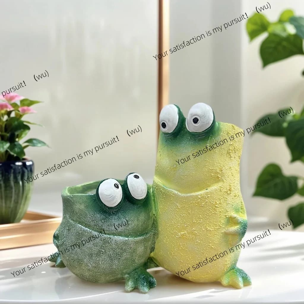 ZOCI - Creativo Vaso per Fiori a Forma di Rana con Espressione Divertente in Resina, Decorazione Personalizzata per Casa e Giardino, Pendolo
