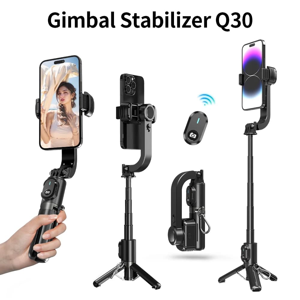 Gimbal portatile a 2 assi per Action 5 - Asta di estensione stabilizzatrice con telecomando, monopiede fluido per Vlog e viaggi all'aperto