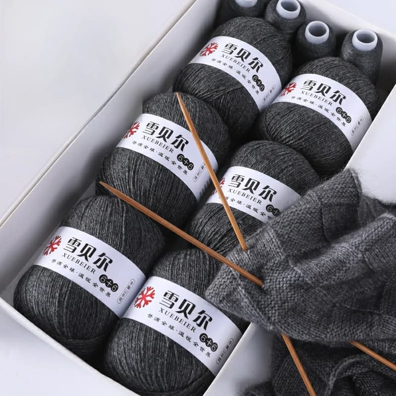 Kit Fai-da-Te per Sciarpa in Lana Cashmere di Media Spessore, Materiale per Lavoro a Maglia, Regalo Fai-da-Te per il Fidanzato