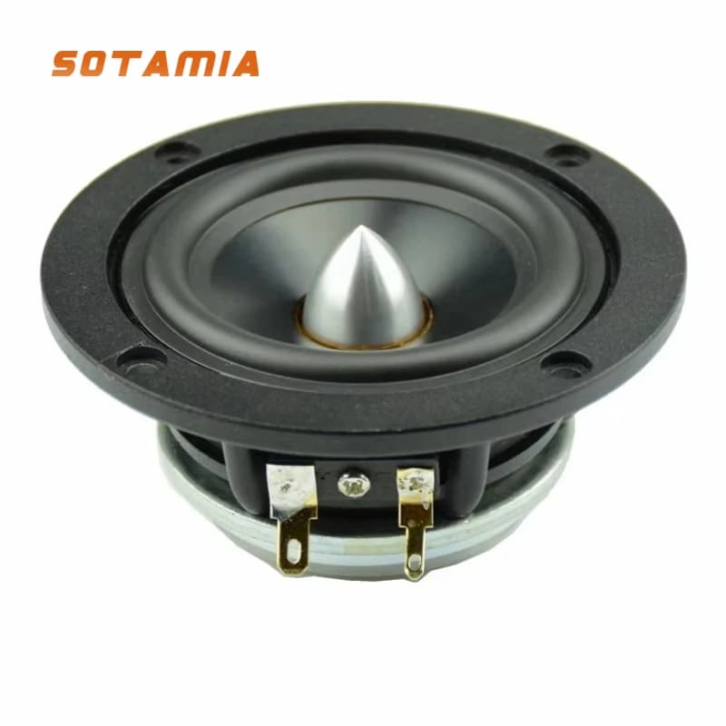 SOTAMIA 1 Pezzo Altoparlante Midrange per Auto da 3,5 Pollici, 20 Core, in Lega di Alluminio Nera, con Bordo in Gomma, Full Range, Cassa Acustica Bluetooth