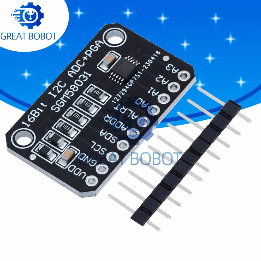 SGM58031 16-Bit High Precision ADC Development Board, 4-Channel I2C Data Acquisition Module Compatible for Arduino
