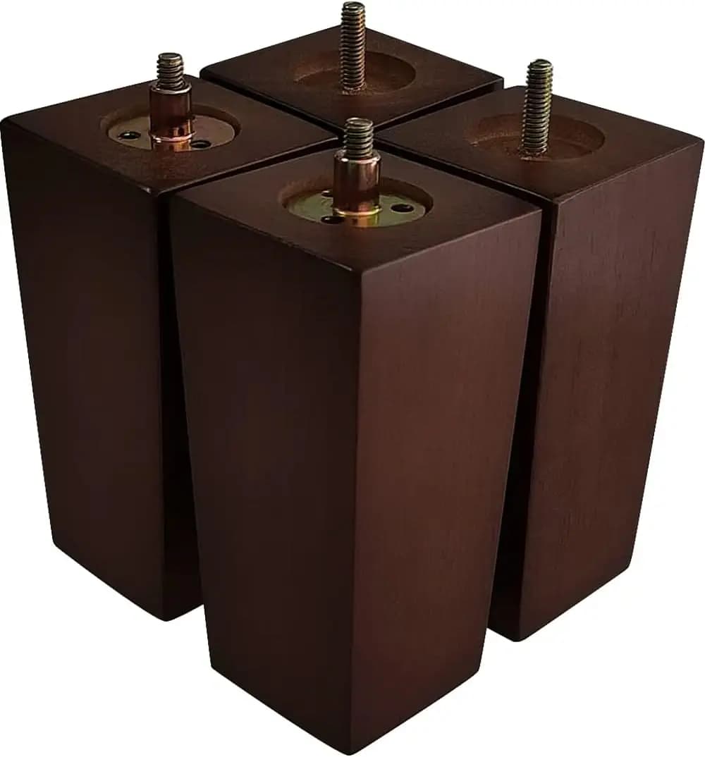Set di 4 Gambe in Legno per Divano da 6 Pollici, Piedini Quadrati Marroni per Progetti Fai-da-Te in Stile Mid-Century Modern