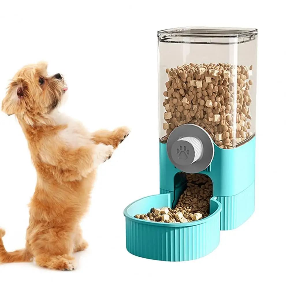 High Capacity Pet Feeder Hanging Cage Automatic Pet Feeder 520ml Water Dispenser 1200ml Food Bowl for Puppy Kitten Rabbit