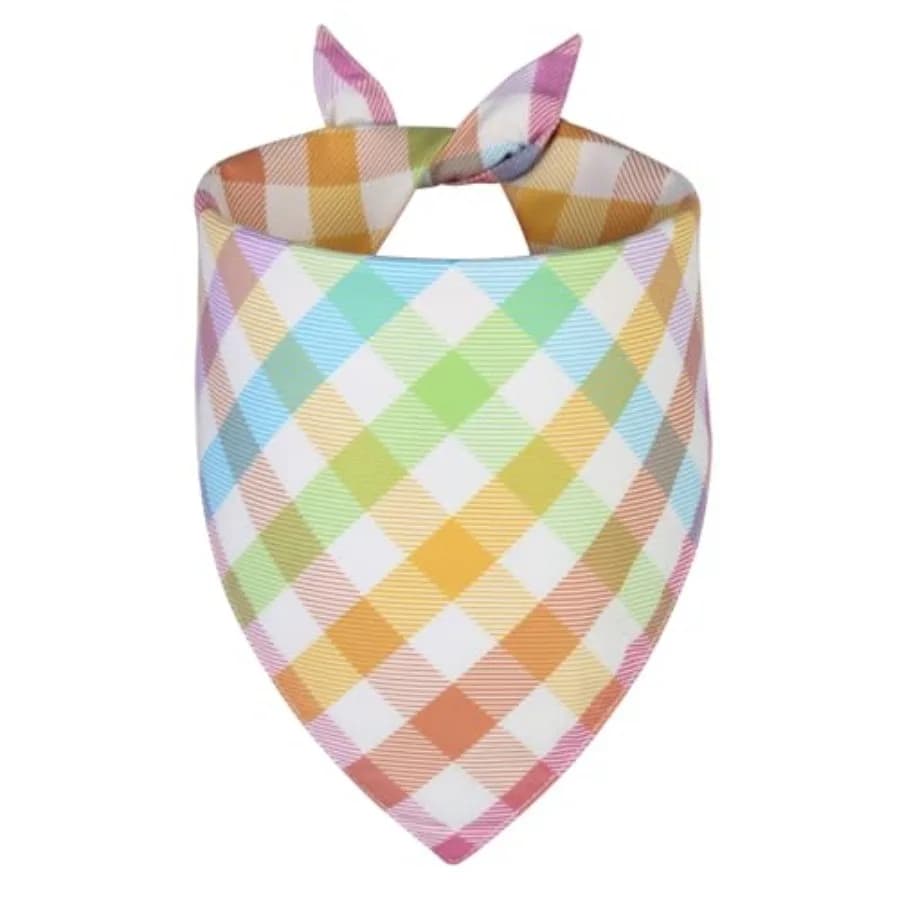 Bandana per Cani Primaverile 1 Pezzo, Bandana a Quadri Colorata per Pasqua, Sciarpa Estiva Resistente a Triangolo Reversibile per Cuccioli Maschi e Femmine