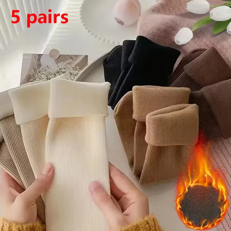 5 paia di calzini da neve per donna calzini autunno inverno con calze da pavimento per dormire calde ispessite fuzzy tinta unita da donna 2030