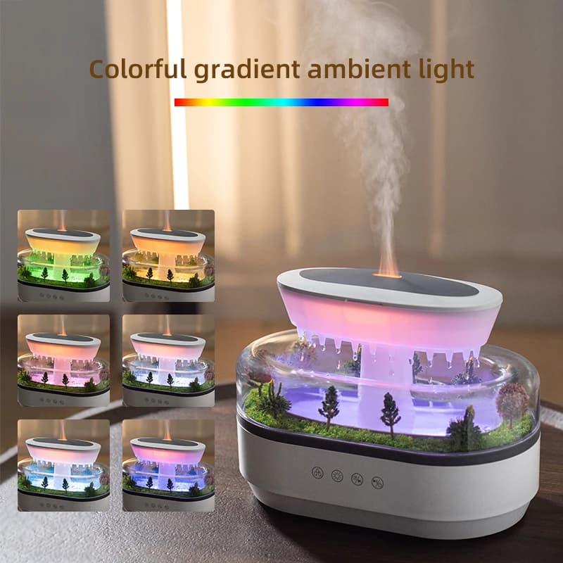 Umidificatore Oli Essenziali Diffusore Goccia di Pioggia Musica Umidificatore Profumo Domestico Aromaterapia Diffusore Umidificatore a Luce Colorata