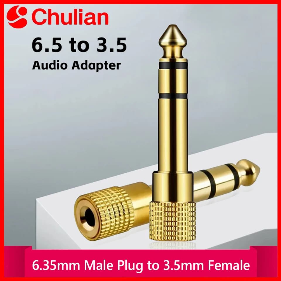 6,5/6,35mm Male to 3.5mm Female, Gold Plated, for Headphones, Microphone and Audio AUX