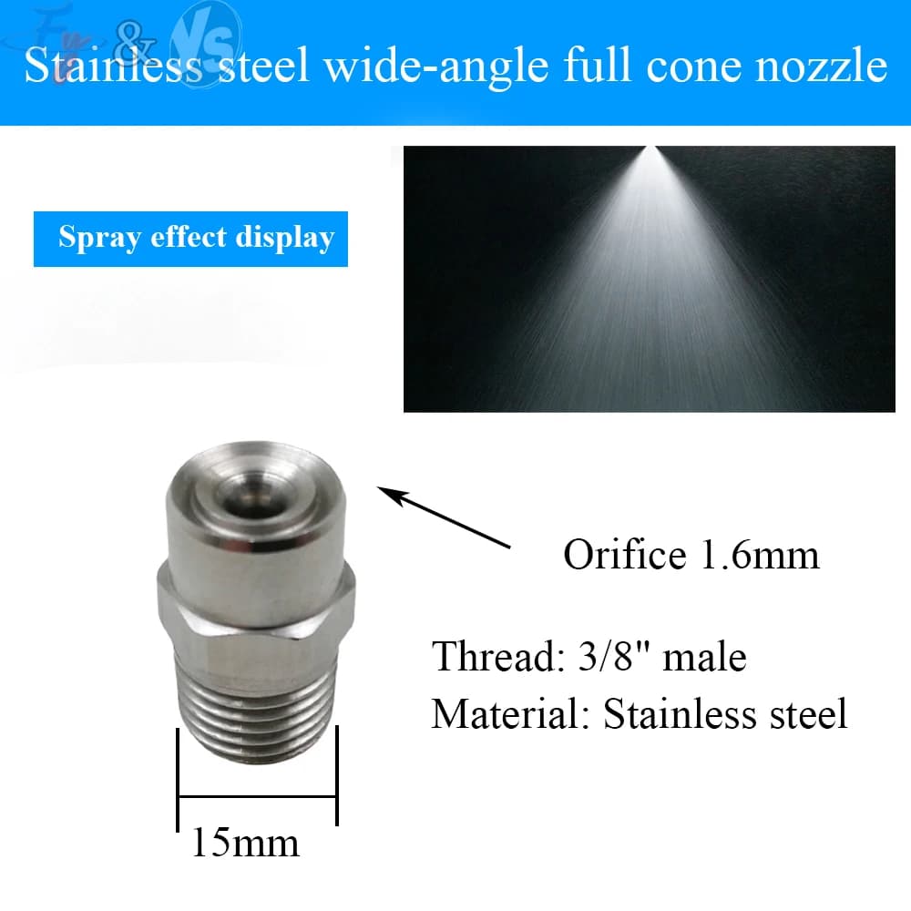 Ugello a cono pieno in acciaio inossidabile BBW, testina spray industriale ad angolo ampio per rimozione polveri, umidificazione, raffreddamento