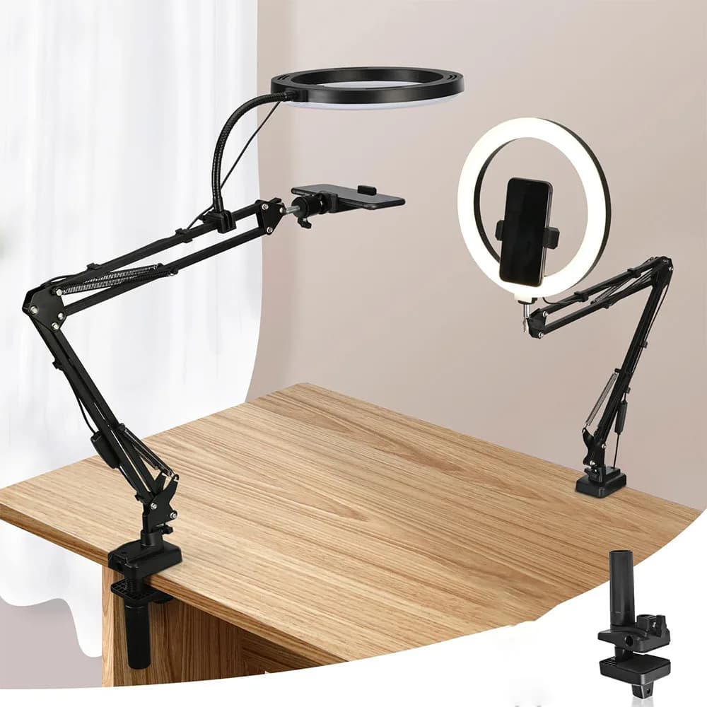 Luminous ring with support and support for phone USB luminous ring with clamp Flexible table tripod for selfie with photo clamp