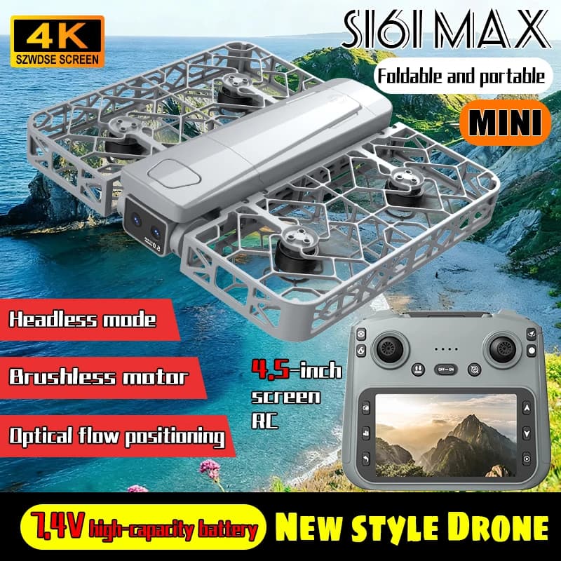 S161 RC Mini Drone Flying Camera Controllo dello schermo 4K HD Fotografia aerea Brushless Full Enclosure Flying Machine Quadcopter Dron