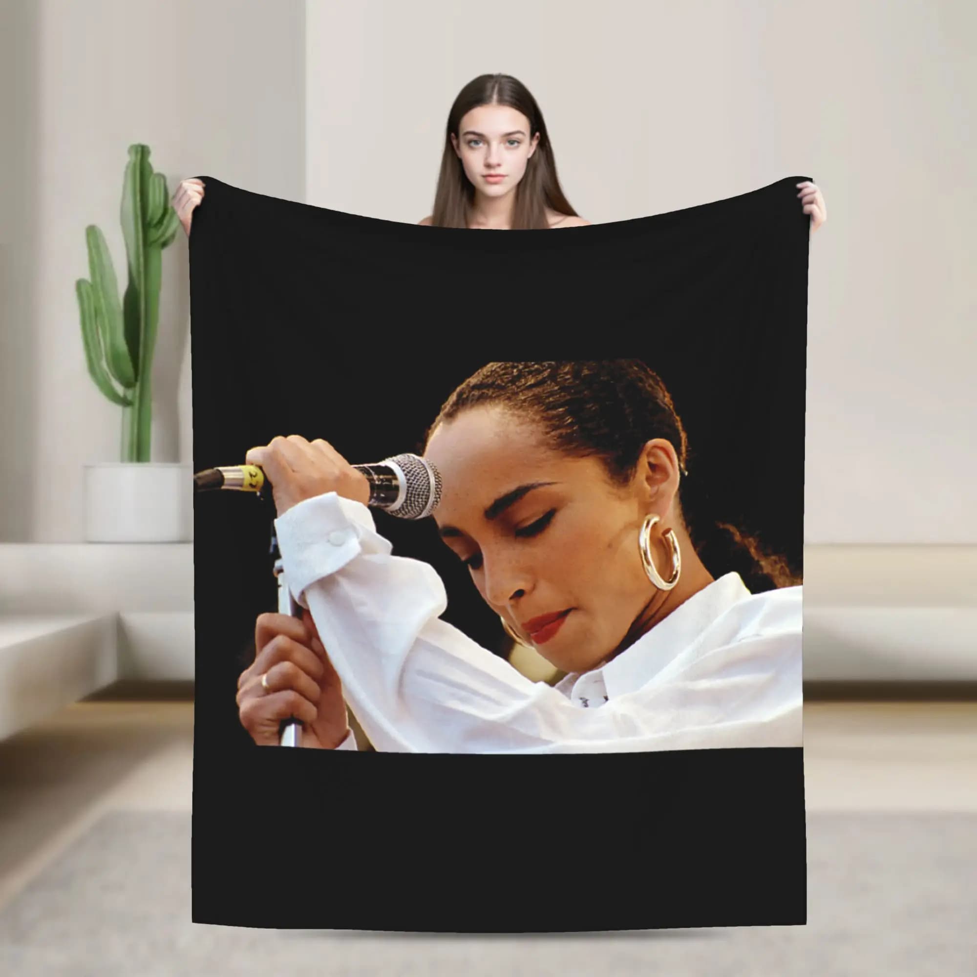 Sade Singing Live Aid London 1985 Flannel Blankets Winter Durable Bedding Throws for Boy Girl Couch Bed Bedspread Sofa Bed Cover