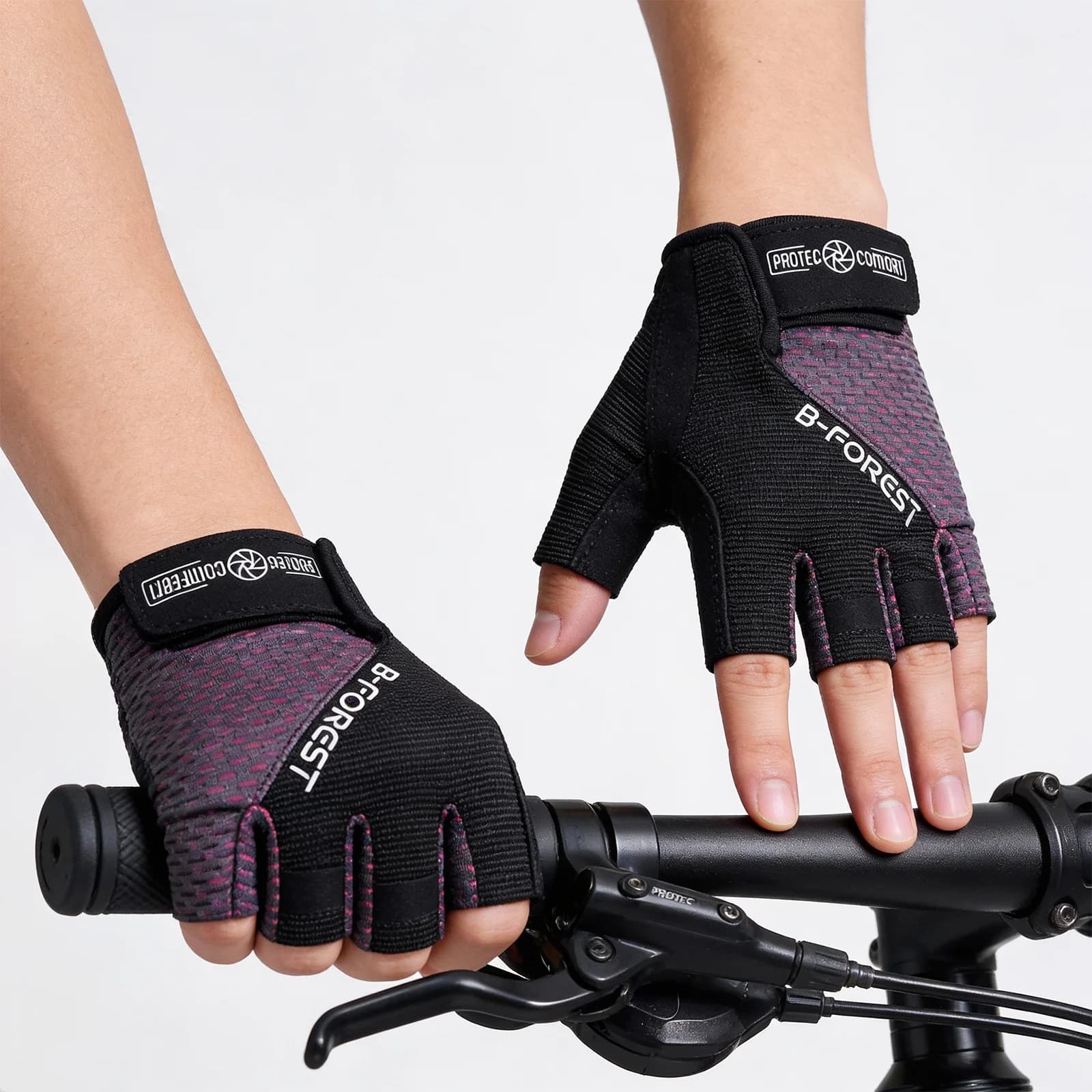 Guanti da Ciclismo Traspiranti Mezze Dita, Guanti da Palestra Antiscivolo Antiurto con Cuscinetto Spesso sul Palmo per Ciclismo, Fitness Uomo e Donna