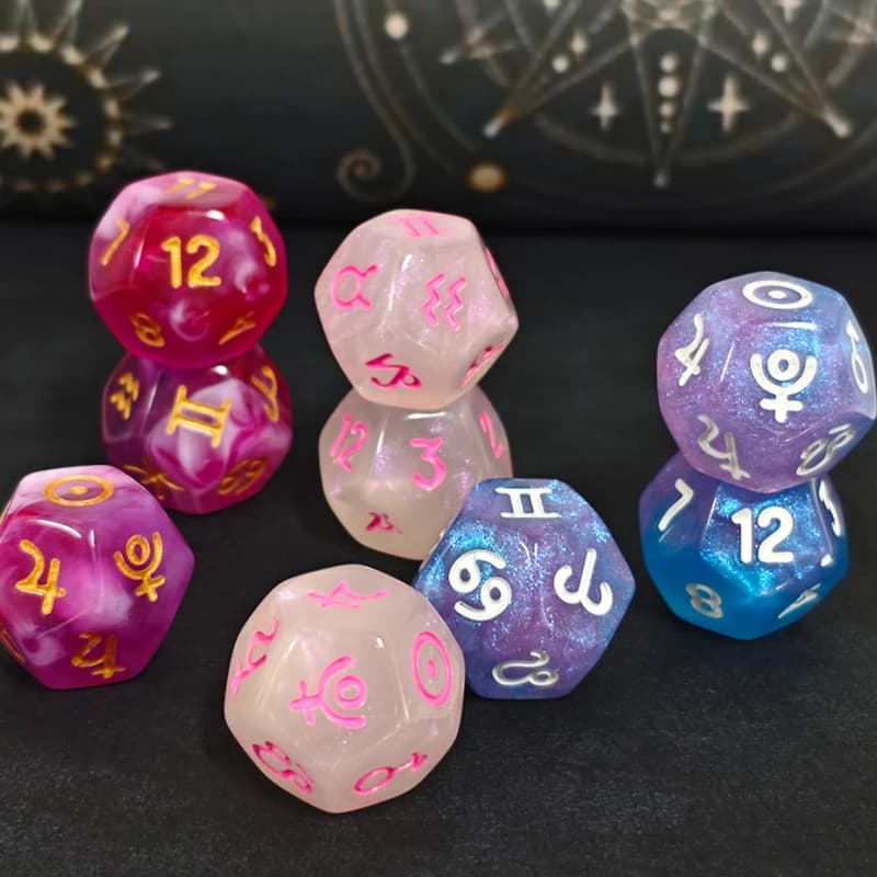 9 pezzi/set astrologia dadi acrilico D12 giocattoli di intrattenimento dadi poliedrici per Party KTV gioco di carte gioco da tavolo gioco da tavolo