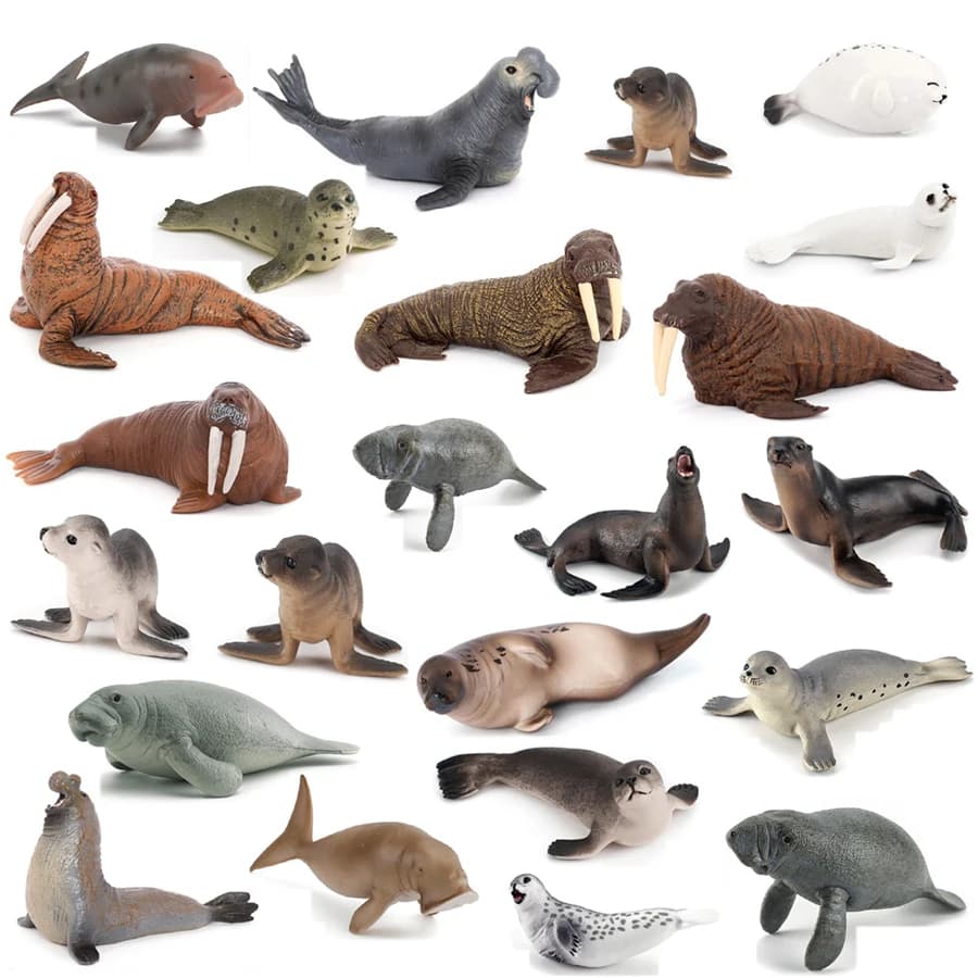 Realistic Dugong Manatee Walrus Sea Lion Fur Seal Ocean Sea Life Animals Model Action Figures Durable Education And Fun Play Toy