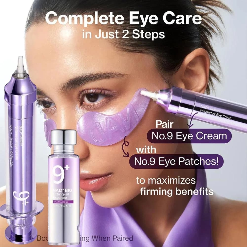 NO.9 NAD+ Retinol Crema Contorno Occhi Liquida Ultrasuonica, con Bio-collagene Essenza Viso Rinnovante, Set Cura Occhi Rassodante