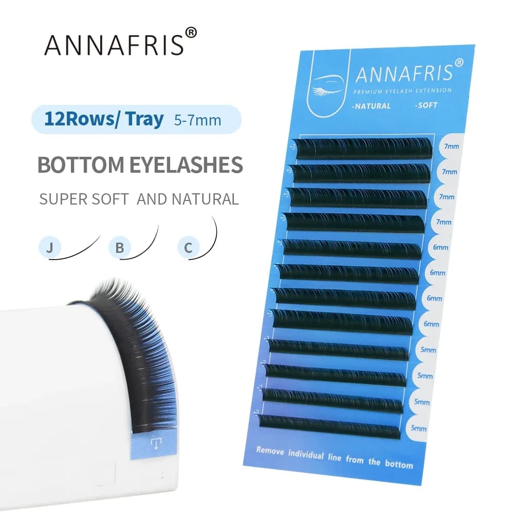 ANNAFRIS Lower eyelashes 5-7mm Mix Lower individual eyelashes Extension J/B/C Curl Natural Short Eyebrow Under Eyelashes