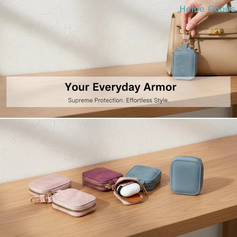 preferredSoft Suede Portable Car Key Case with Zipper Sturdy Metal Carabiner Storage Pouch for Keys Earbuds Holiday Tripsproduct