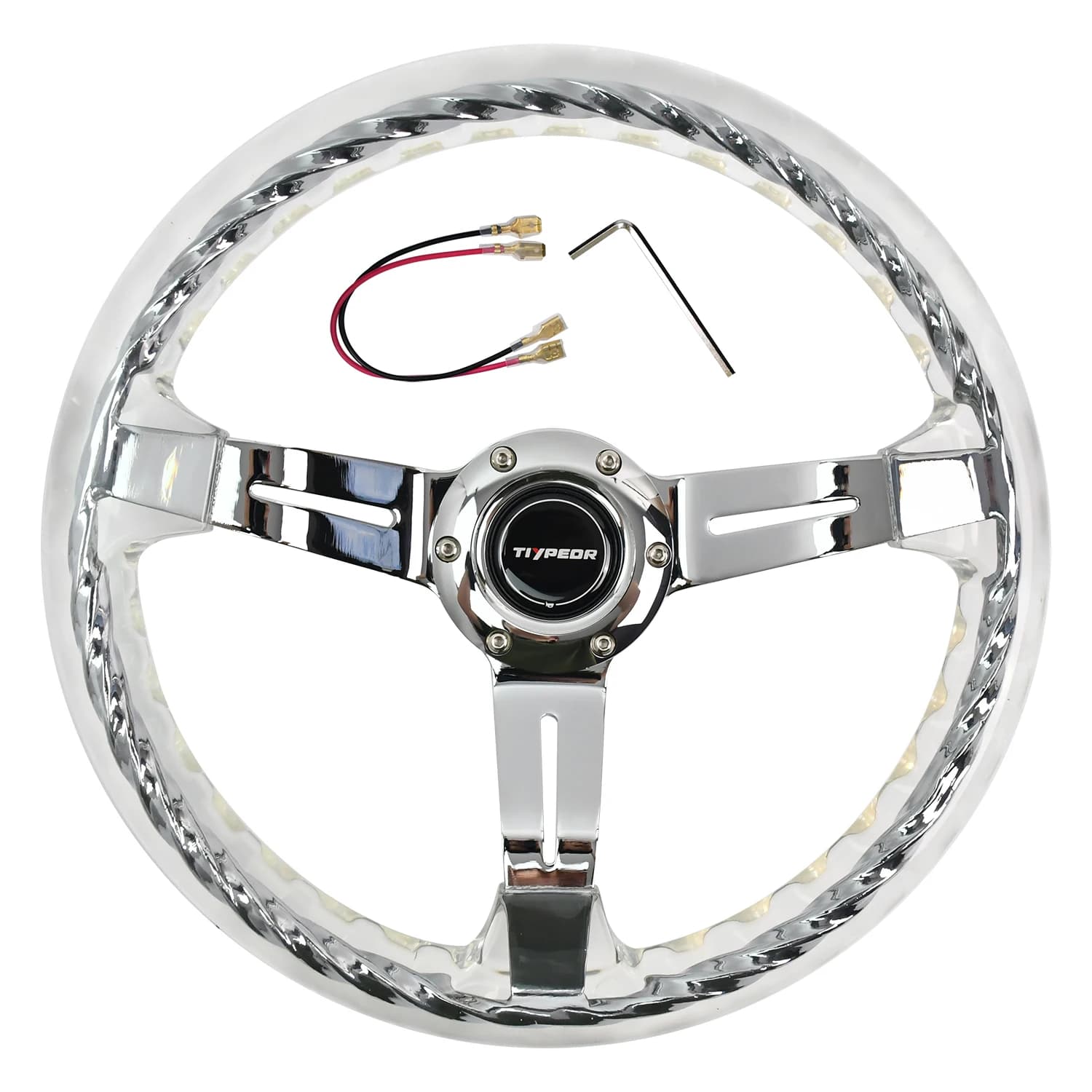 Transparent Acrylic Spiral Steel Ring Transparent Steering Wheel tiypeor Brand Diameter 330mm/ 13inch Japanese Steering Wheel