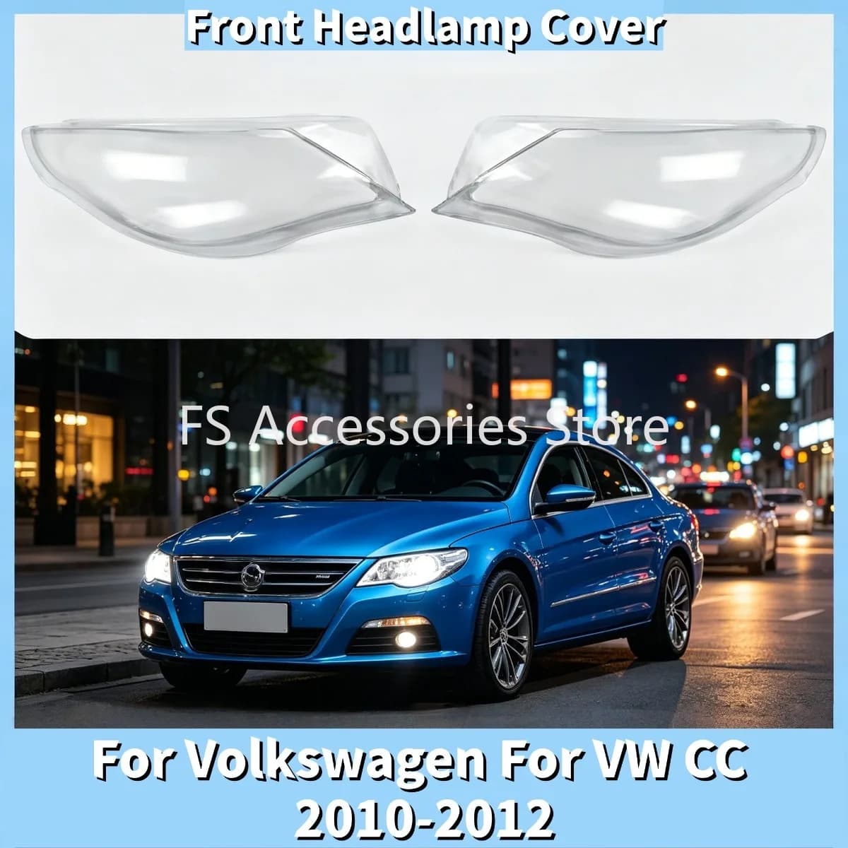 For Volkswagen For VW CC 2010 2011 2012 Pair Car Front Headlamp Cover Headlight Lens Shell Replace Lampshade Left&Right