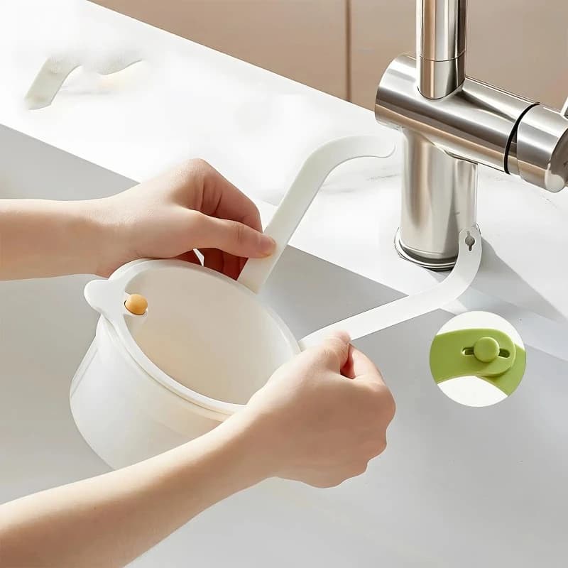 Kitchen Sink Strainer Basket, Hanging Sink Waste Catcher with Faucet Hook, Drain Filter Press Easy Empty Food Residue Collector
