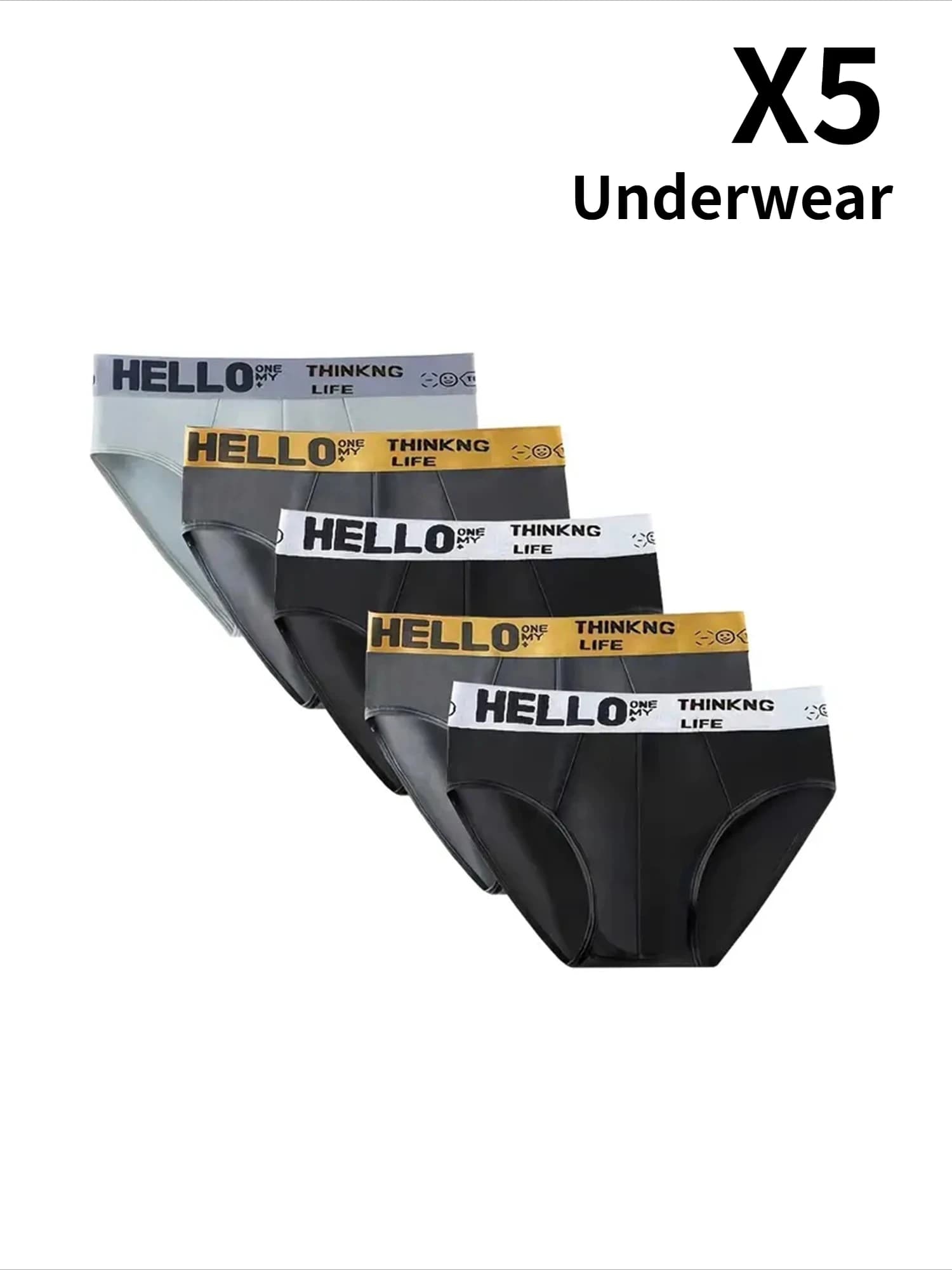 Set di 5 Slip da Uomo Sexy e Traspiranti, Mutande Elastiche Comode in Taglie Grandi