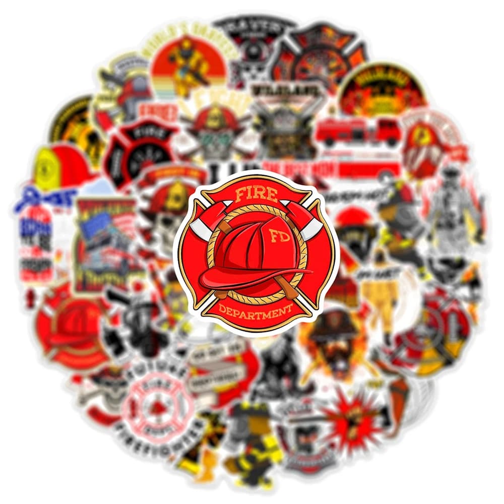 10/30/50pcs Cartoon Fire Hero Firefighter Stickers Cool Fireman Fire Trucks Decals Luggage Motorcycle Guitar Decoration Sticker