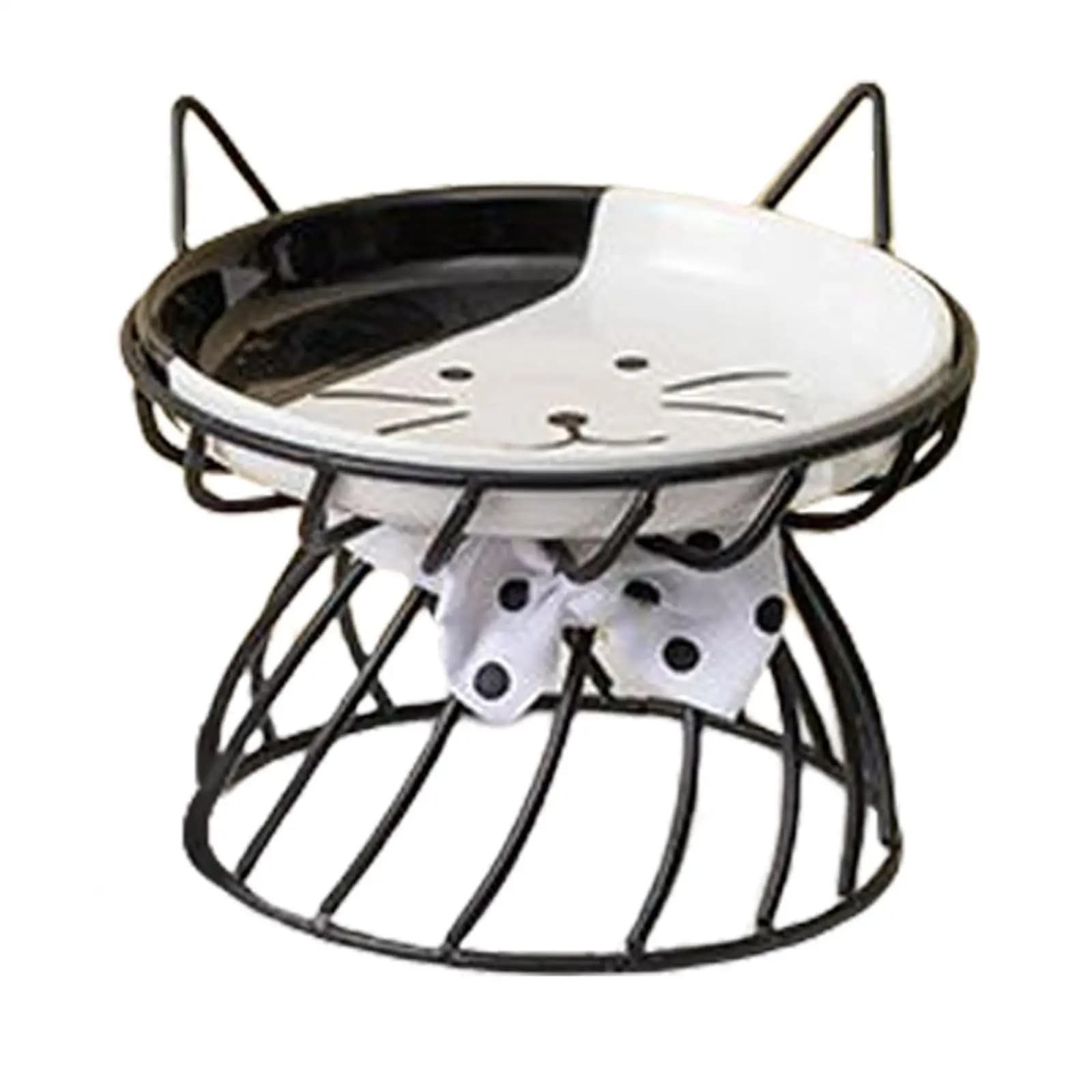 Ciotola in ceramica per gatti, ciotola rialzata per cibo con supporto in metallo, ciotola per animali domestici per cibo e acqua