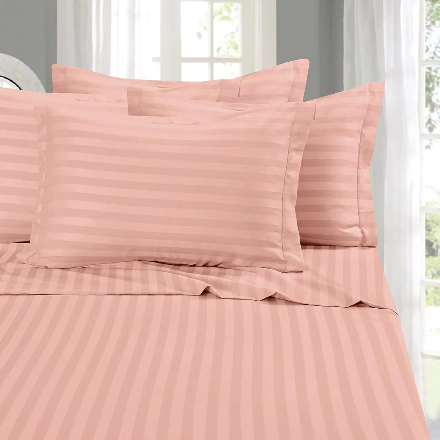 Set di lenzuola king size da 6 pezzi - Lenzuola in microfibra con tasche profonde, antipiega e 4 federe, rosa antico