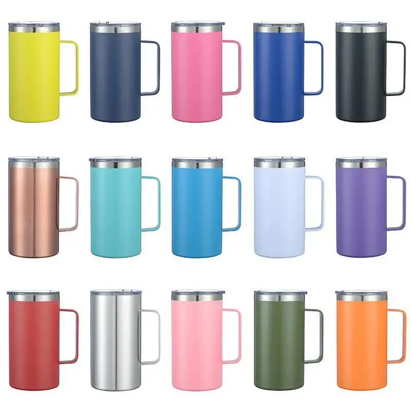 Bicchiere da Birra a Doppio Strato Sottovuoto da 24oz in Acciaio Inox 304, Tazza Termica con Manico, Bicchiere per Acqua da Ufficio, Tazza per Business Transfrontaliero