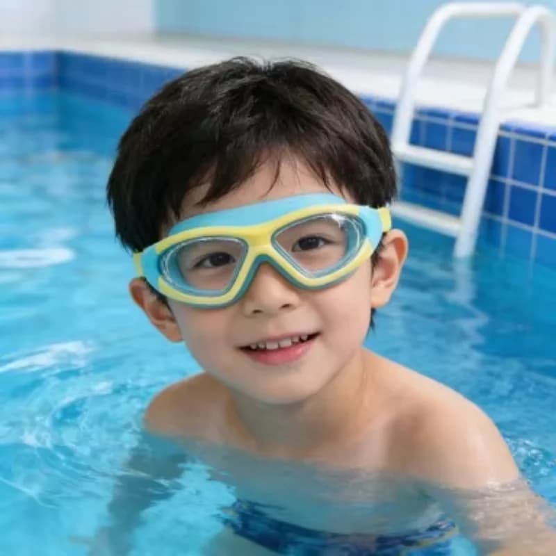 Kids Large Frame Swimming Goggles HD Waterproof Anti Fog Swim Glasses With Integrated Silicone Ear Plugs For Children