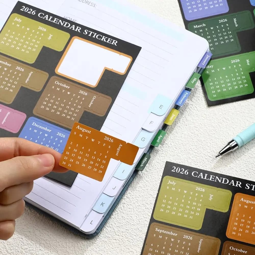 NEW DIY 2026 Calendar Stickers Colorful Durable Planner Stickers Multi-functional Removable Notebook Remarks Office