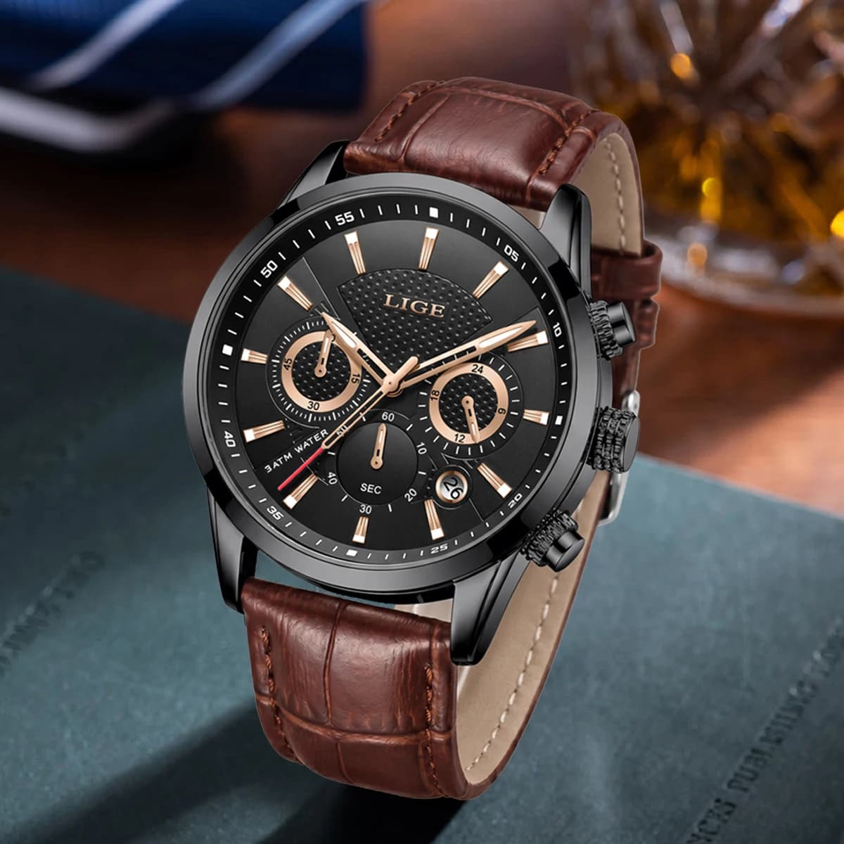 LIGE 2026 Watch Men Fashion Sports Quartz Clocks Mens Watches Top Brand Leather Military Waterproof Date Watch Relogio Masculino