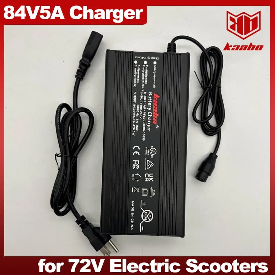 Caricabatterie rapido originale 84V5A Ricarica 84V 5A Spina EU AU US UK Porta per scooter elettrico 72V Kaabo Wolf King GTR GT PRO Parte