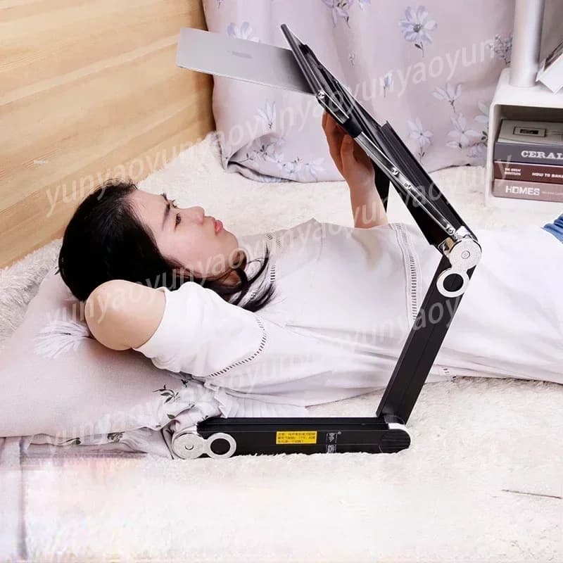 Supporto per Laptop Minimalista in Lega di Alluminio, Tavolino Pieghevole da Letto con Rete di Raffreddamento, Postazione di Lavoro Mobile Sollevabile per Uso a Letto