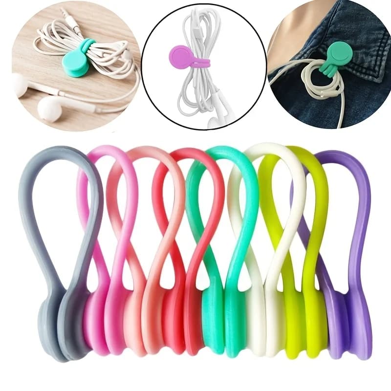 10pcs Color Magnetic Cable Ties, Reusable Cable Organizer, Suitable for USB, Headphones, and Keychains