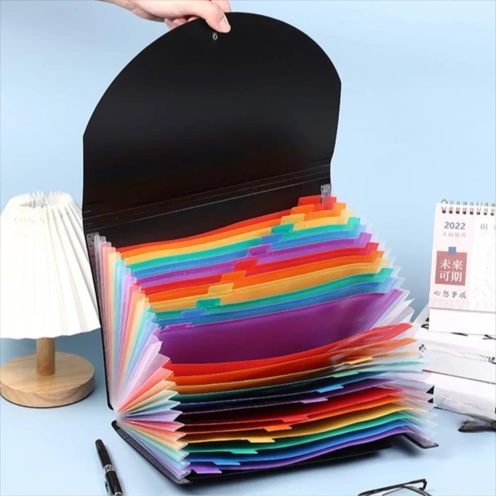 25 Pockets File Folder Organizer Rainbow Multi-Purpose Expandable Filing Box A4 Large Capacity Art Supplies Folder School