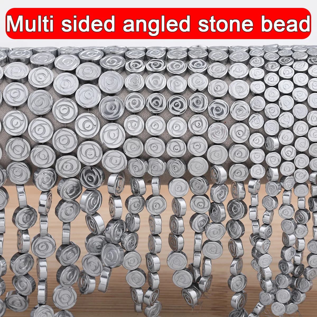 6/8/10mm Silvery Hematite Double Sided Carved Rose Flower Flat Coin Spacer Beads DIY Bracelet Necklace Handmade Jewelry Making