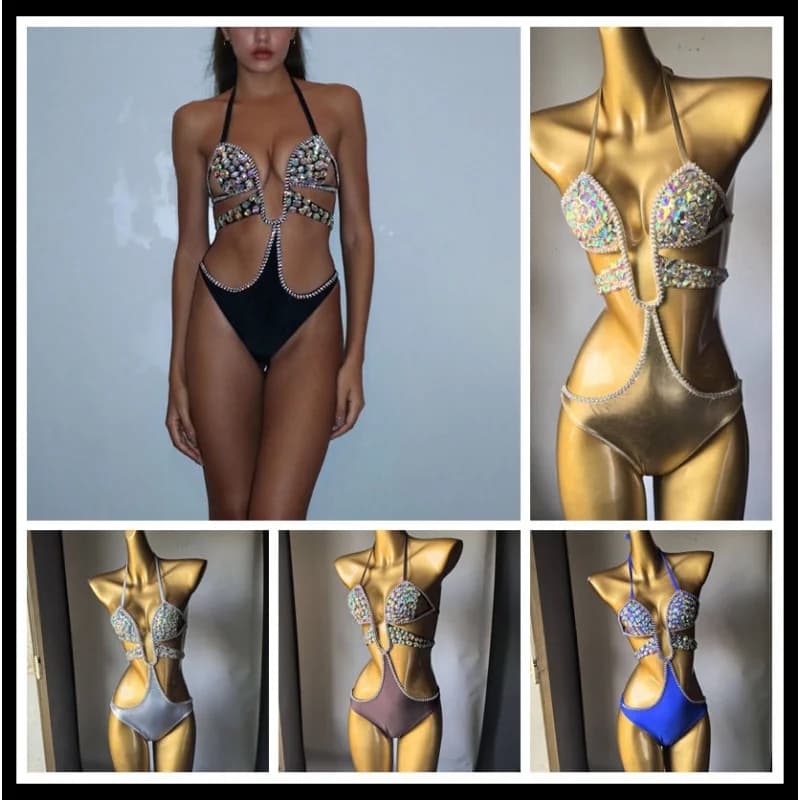 Gioielli per il corpo Costume da bagno sexy Intimo Catena per il petto Bikini Catena per donna Corpo Notte Discoteca Trucco per feste Danza Danza Abito da spiaggia