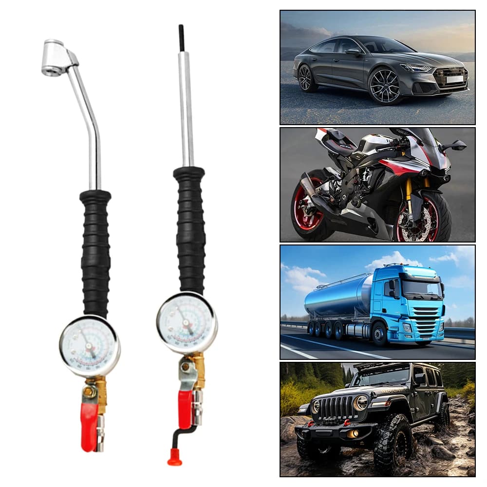 Asta di gonfiaggio dei pneumatici per veicoli per camion per auto con manometro per pneumatici Manometro per pneumatici per auto Strumenti di riparazione pneumatici 0-15Bar/220Psi universale