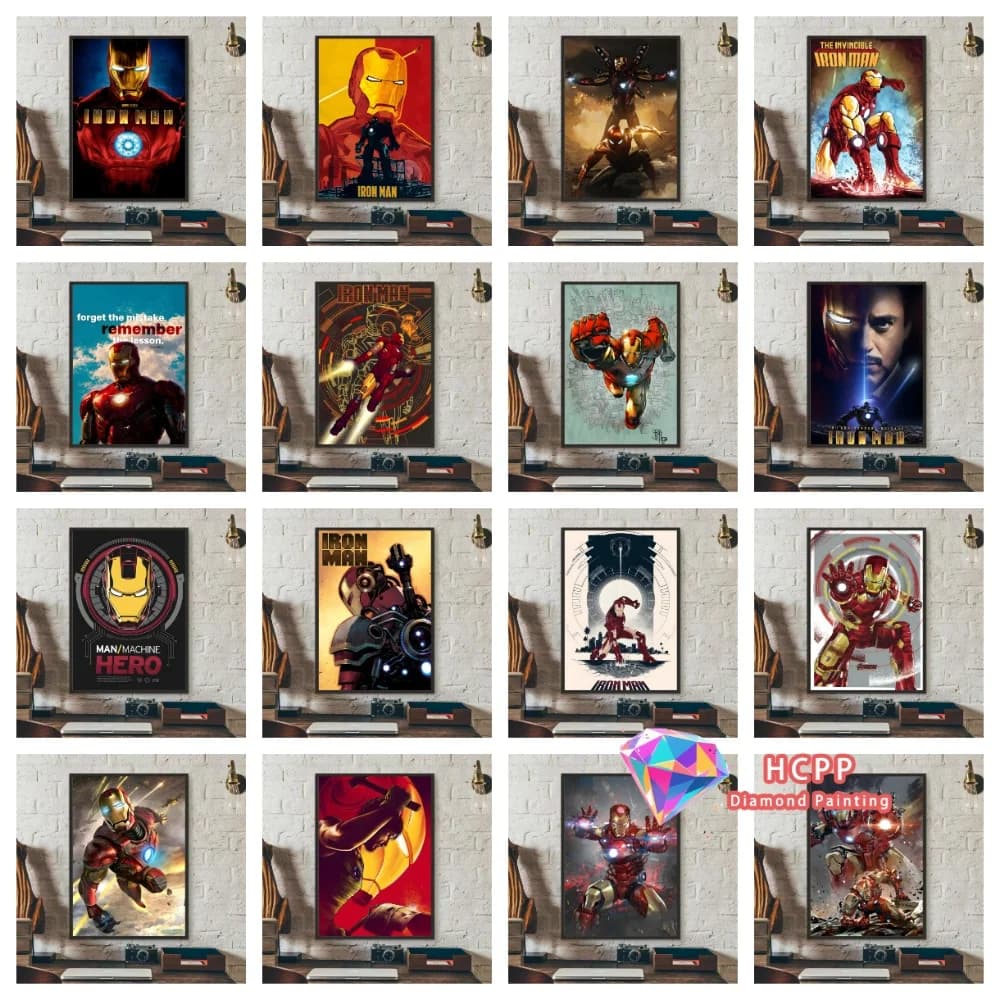 Kit Pittura Diamante Supereroe Iron Man, Diamanti Quadrati e Rotondi 5D, Mosaico Fai da Te, Arte Artigianale, Regalo Unico ed Esclusivo, Decorazione per la Casa