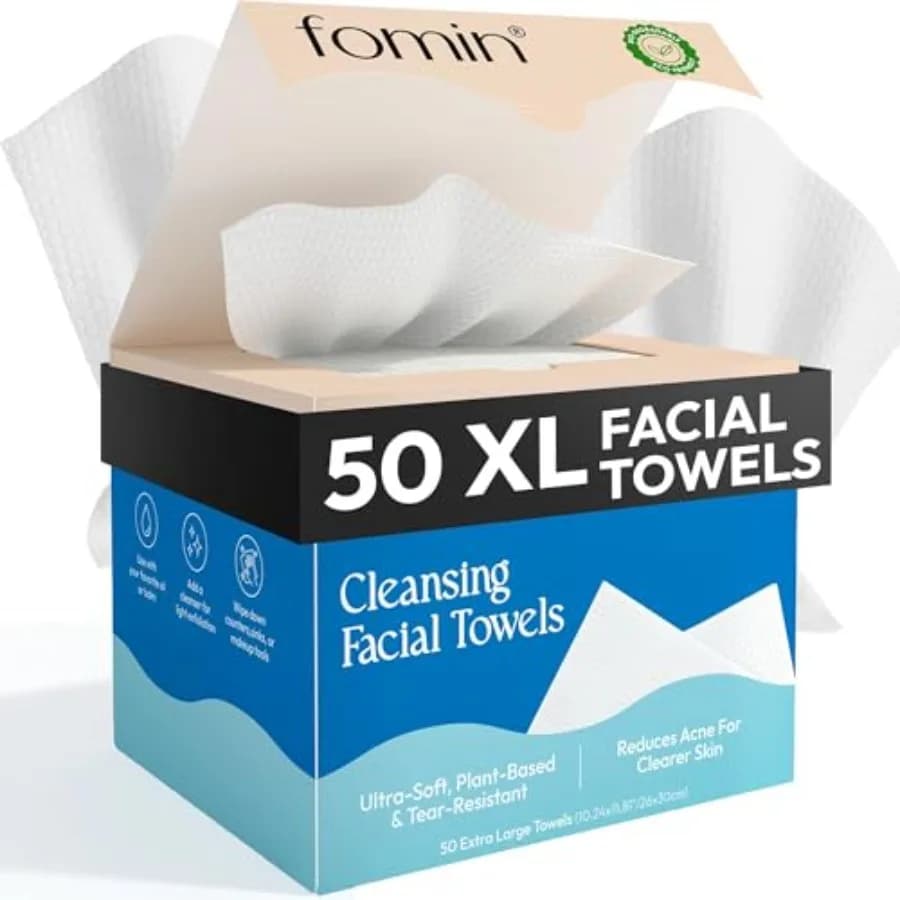 Cleansing Facial Towel - Disposable Face Towelette XL - Biodegradable, Ultra-soft, Plant Based and Tear-Resistant Face Cloths -